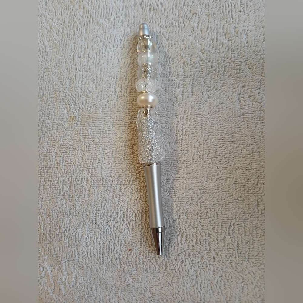 Crystal Beaded Silver Ballpoint Pen